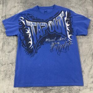 2000s Y2K Tapout T Shirt Mens Size Large Blue Graphic Tee Eternal Fight MMA